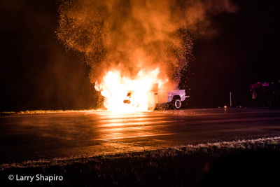 pickup truck fire on I65 in Kentucky 3-30-17 Shapirophotography.net Larry Shapiro photographer